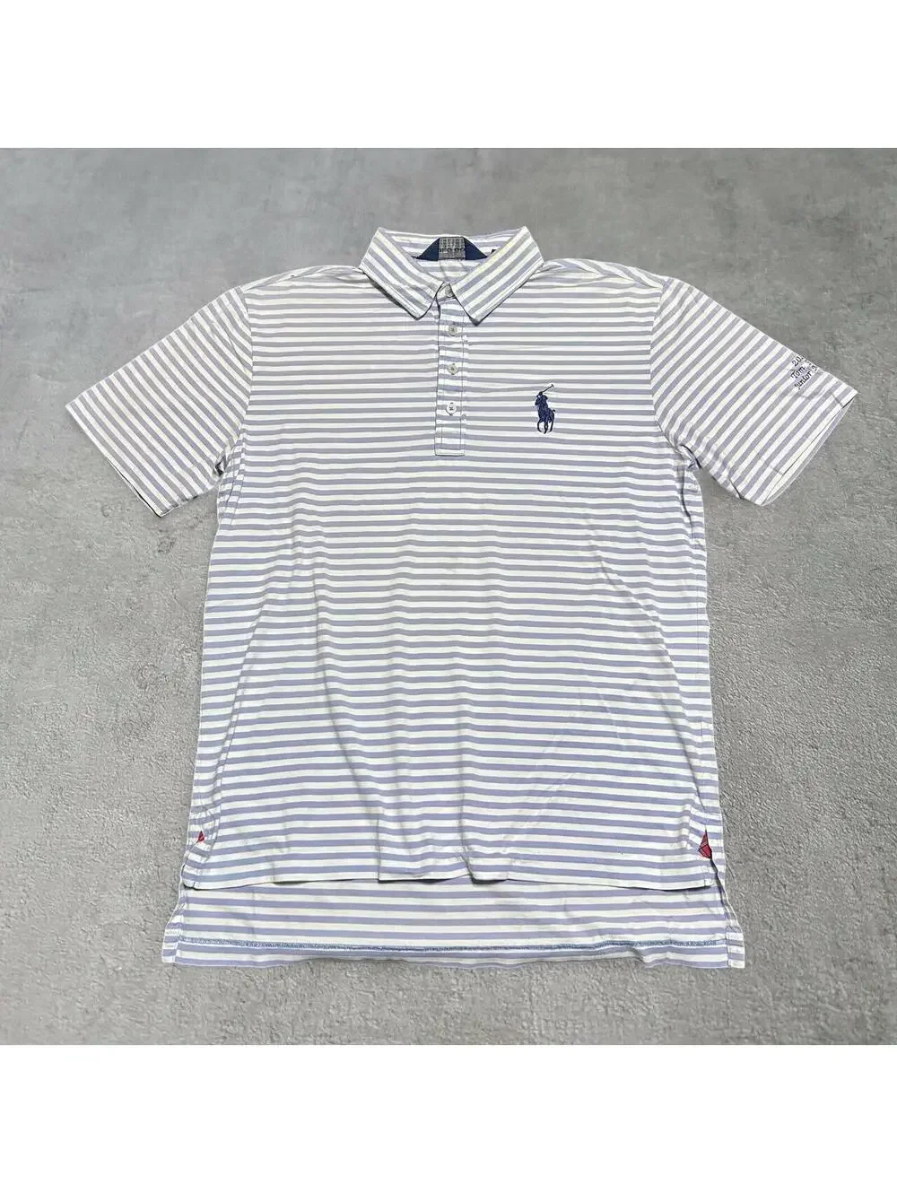2013 Masters Big Pony Light blue & white striped polo shirt